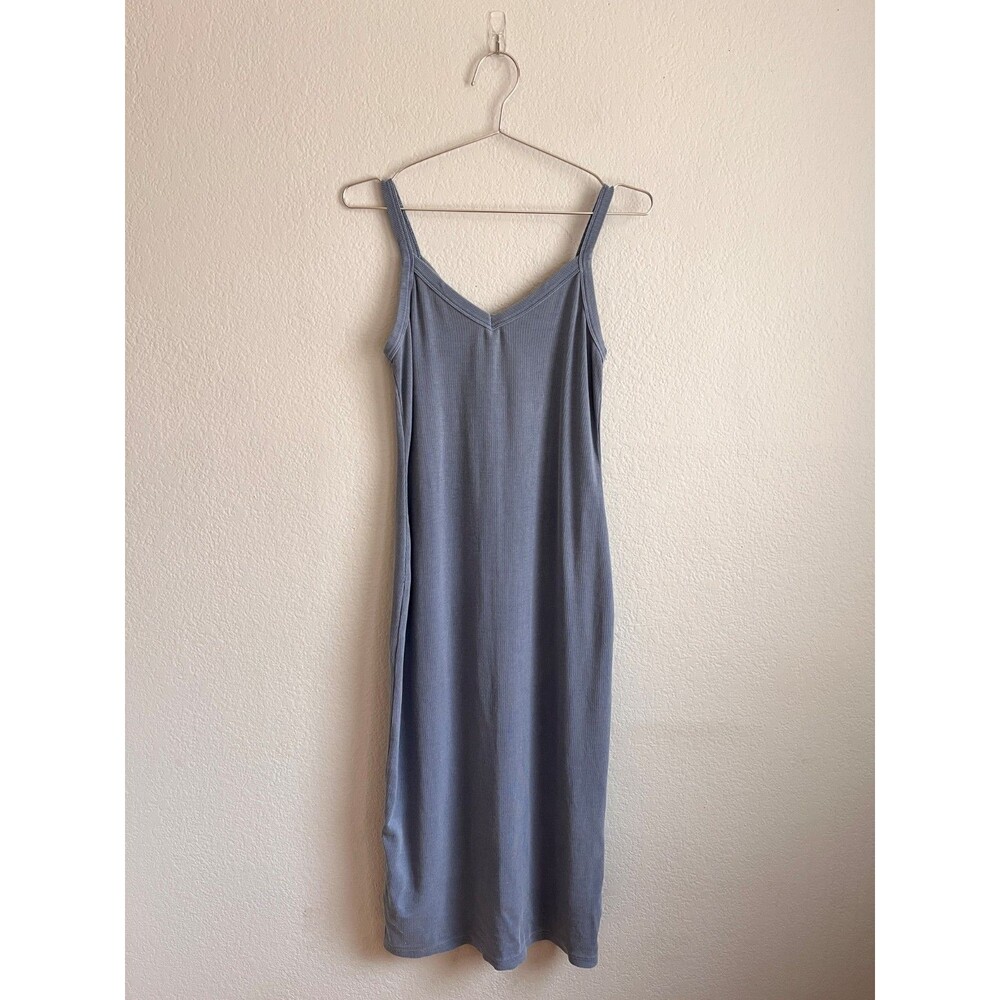 Marine Layer Lexi V-Neck Rib Midi Dress in Vintage Indigo Size MEDIUM
